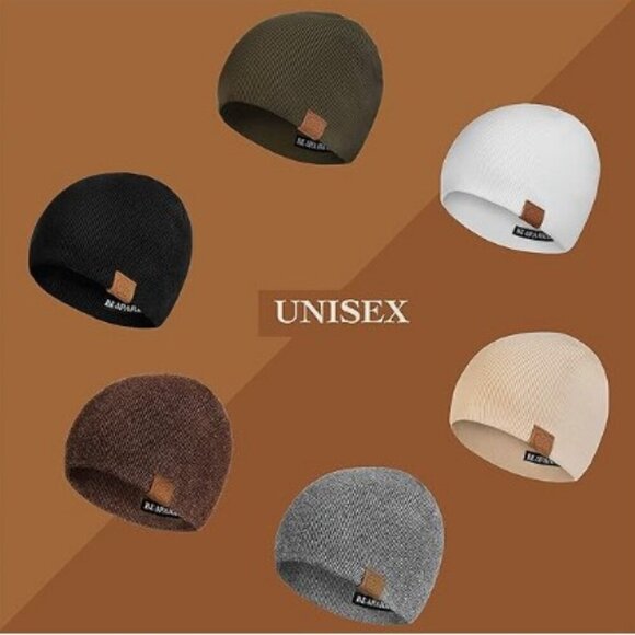 BE SPARKLE White Unisex Cotton Winter Skull Cap Warm Stretch Soft Beanie Hat OS - Picture 4 of 9